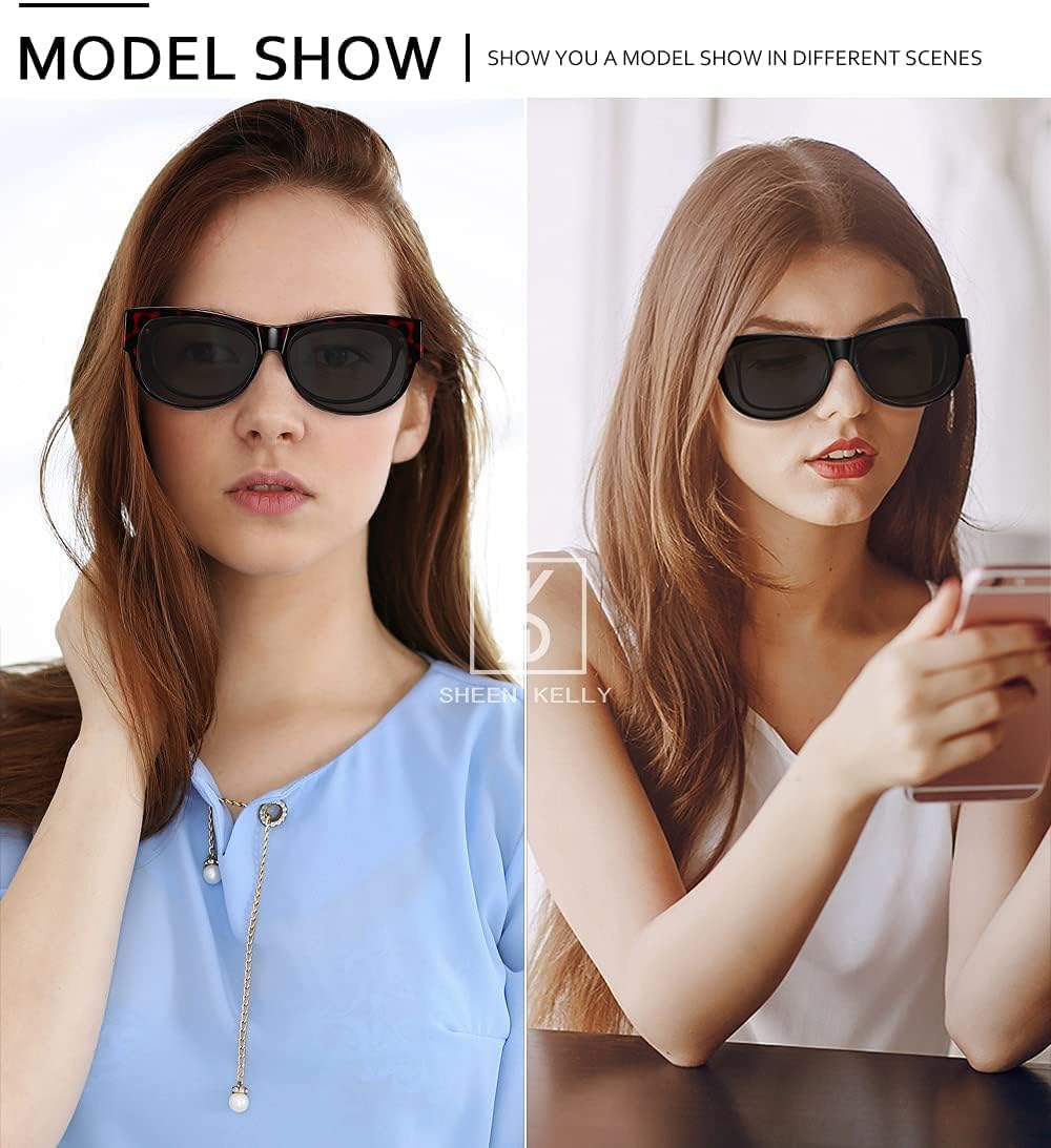 SHEEN KELLY Oversized Polarized Fit Over Sunglasses Women Men TR90 Mirrored Over Glasses Cat Eye Driver Goggles