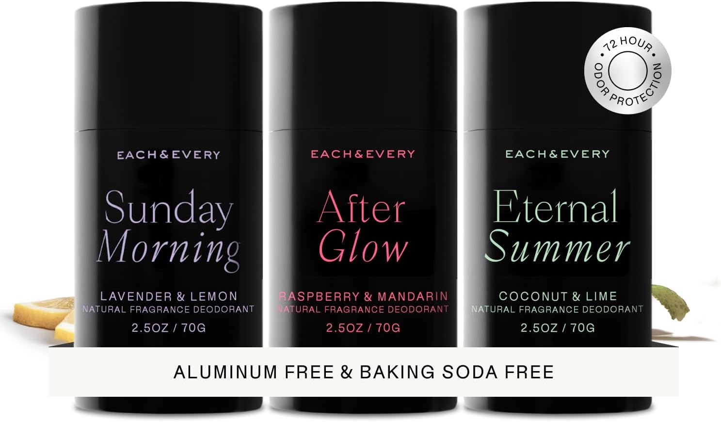 - Aluminum Free Deodorant for Women & Men โ Natural Fragrance All Day Odor Protection, Non-Toxic Deodorant for Sensitive Skin, EWG Verified, Baking Soda Free - Multiple Scents 3 Pack, 2.5oz