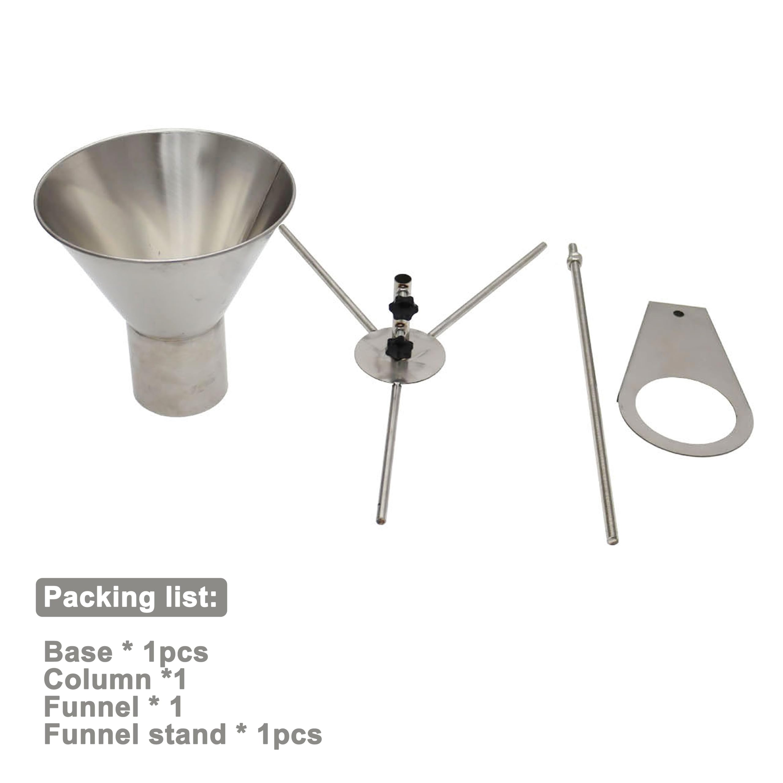 TECHTONGDA Stainless Steel Funnel Food Grade Kitchen Feeding Hopper with Support Stand for Powder, Paste, Liquid, Granule Manual Filling Package Bottom Diameter 3.1Inch(8cm)