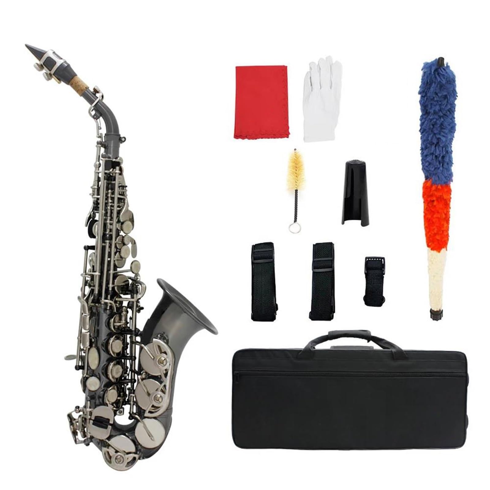 Saksofon Saksofon Sopranowy Bb Materiał Mosiężny Czarny Niklowany Instrument Dęty Drewniany Z Futerałem Do Przenoszenia