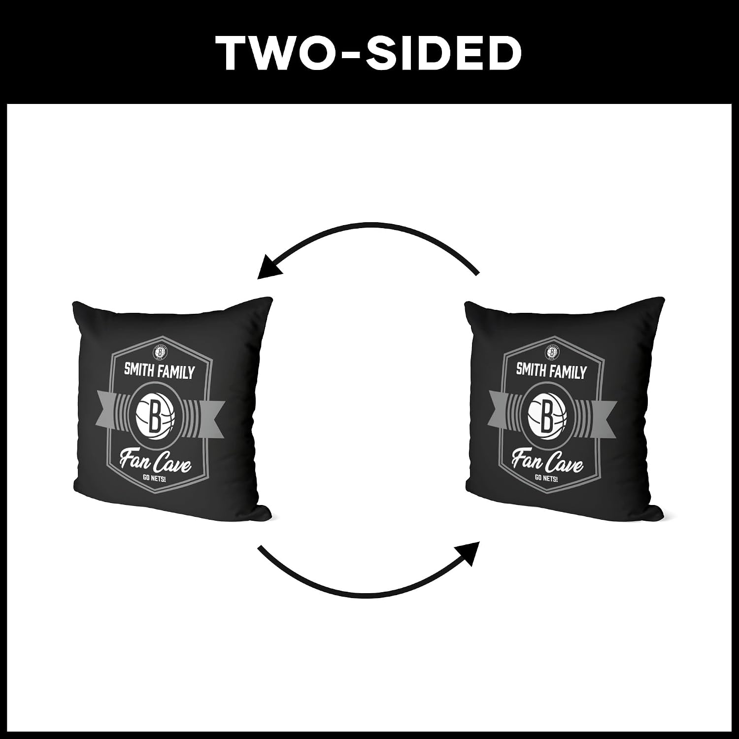 NORTHWEST NBA Brooklyn Nets, Dominion, Personalized Throw Pillow, 18 x 18 Inches