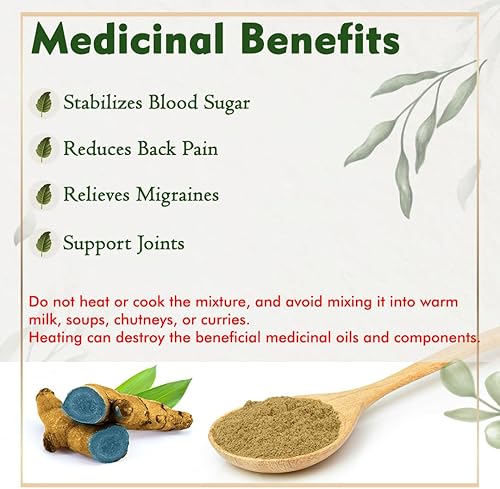 Miniatura 3 de Ayur Aranya - Polvo de cúrcuma negra 100% puro y natural, polvo de raíz de cúrcuma cesia altamente aromático con aceites naturales, soporte para las