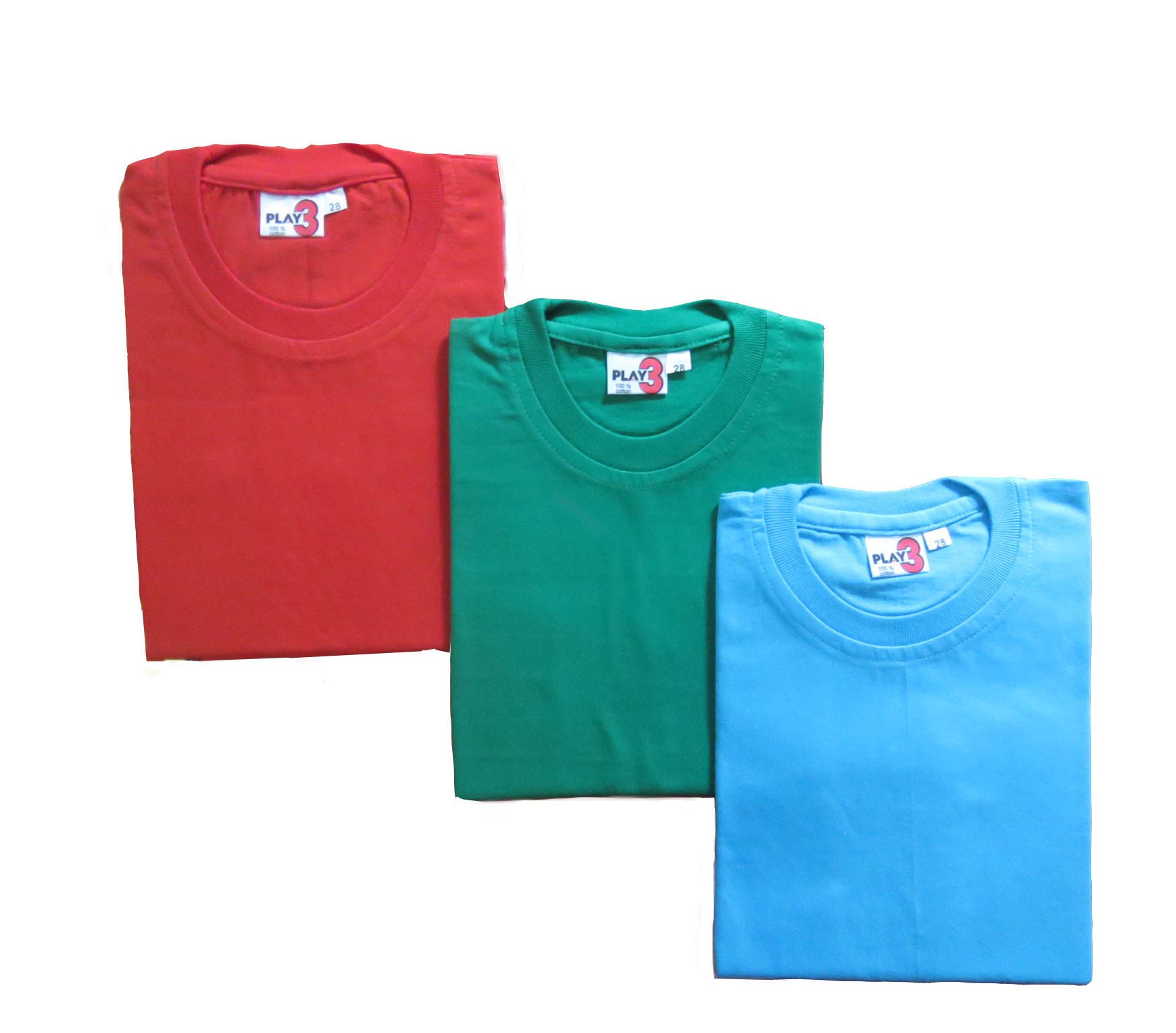 GenericPlain T-Shirts for Boys and Girls - RGB - (Pack of 3)