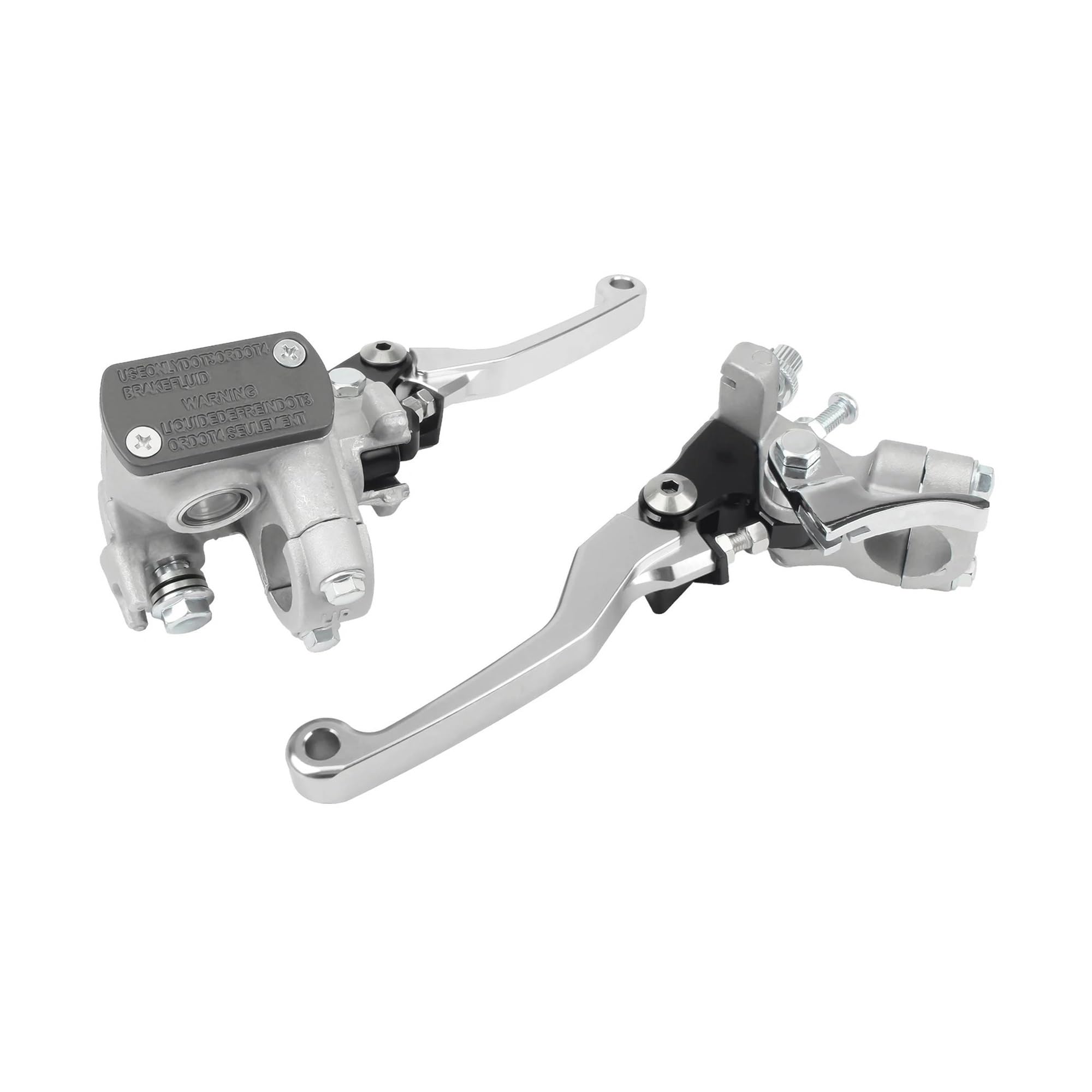 HONGSHIZI Handlebar Brake Clutch Lever Universal Motorcycle Clutch Brake Lever Pump Master Cylinder Reservoir Brake Lever(Silver)