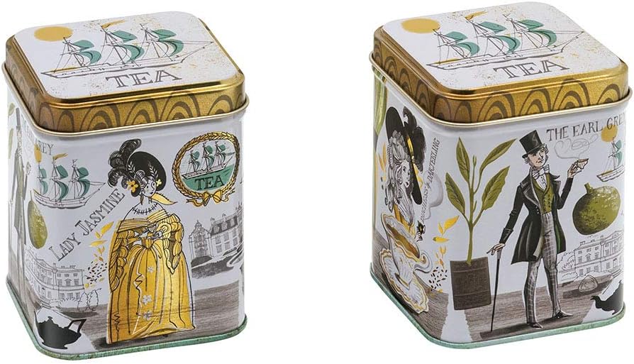 Elite tins Tea Tin Small - 100gm Square Lady Jasmine and The Early Grey tea tin - 75 x 75 x 93mm