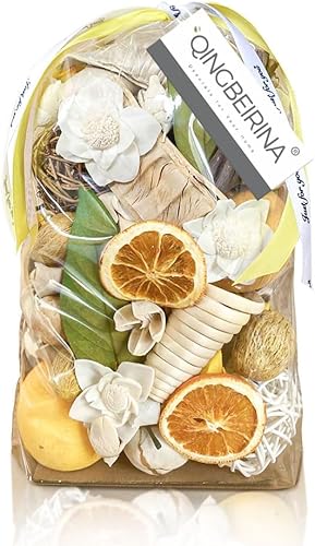 Qingbei Rina Bolsas de popurrí de primavera, relleno de cuenco de popurri de limón, cítricostomillo, aroma amarillo, flores secas, bolsita de
