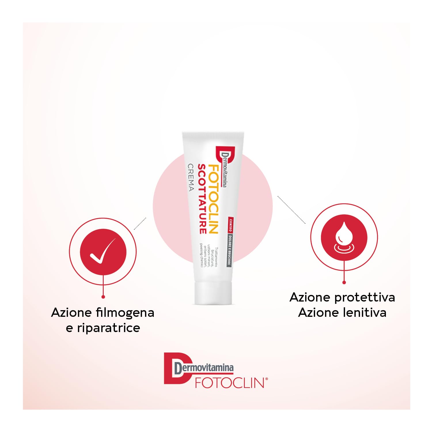 Dermovitamina Fotoclin Scottature Crema - Crema per il Trattamento di Bruciature, Ustioni Minori, Eritemi Solari e Peeling Chimici - Contro Dolore e Bruciore - Doposole - Senza Cortisone - 30ml