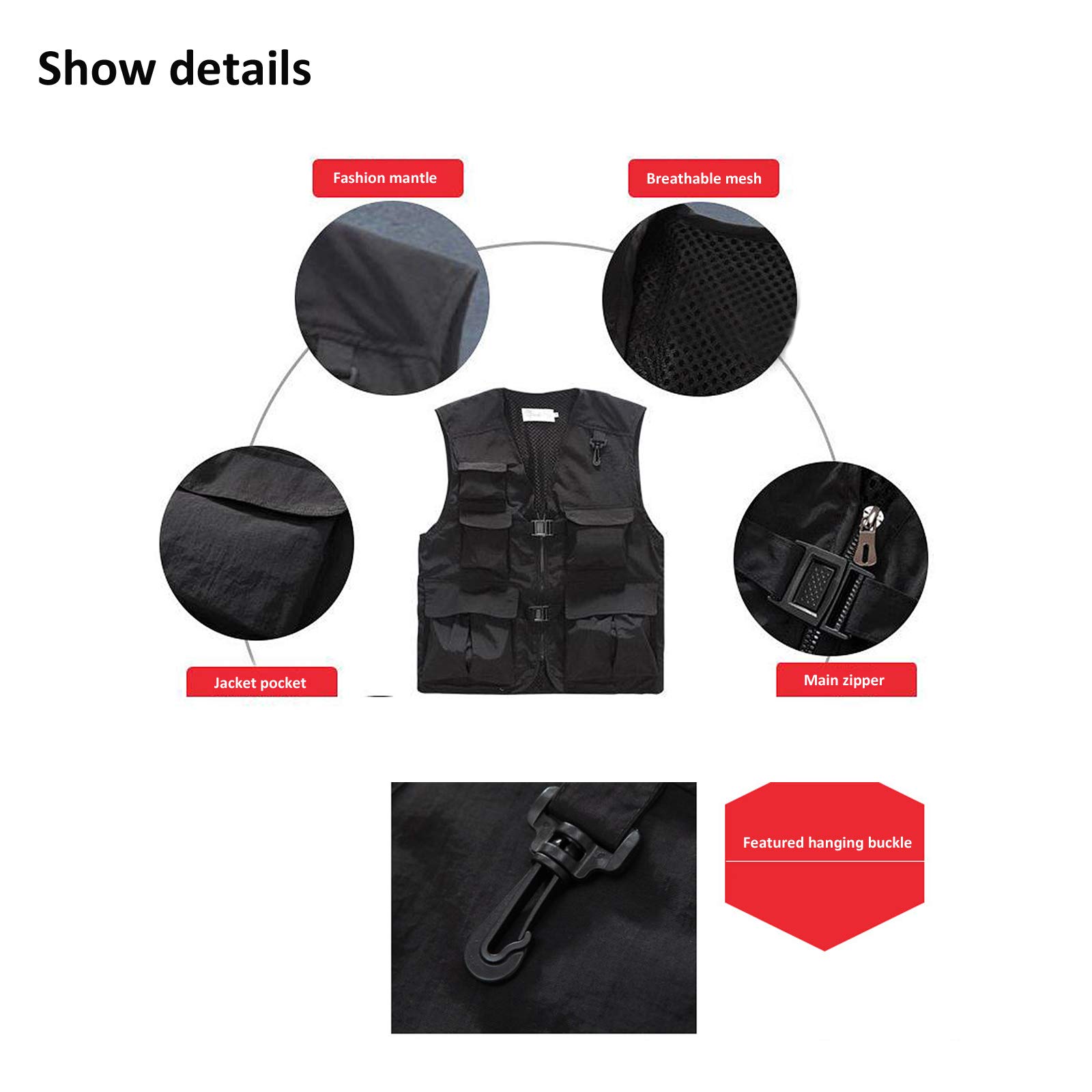 Chaqueta de fotografía para Mujer para Hombre Chaleco Multibolsillos Chaleco Ligero para Exteriores Chaleco Ropa de Trabajo Pesca con Mosca Caza Fotografía Chaleco de Viaje