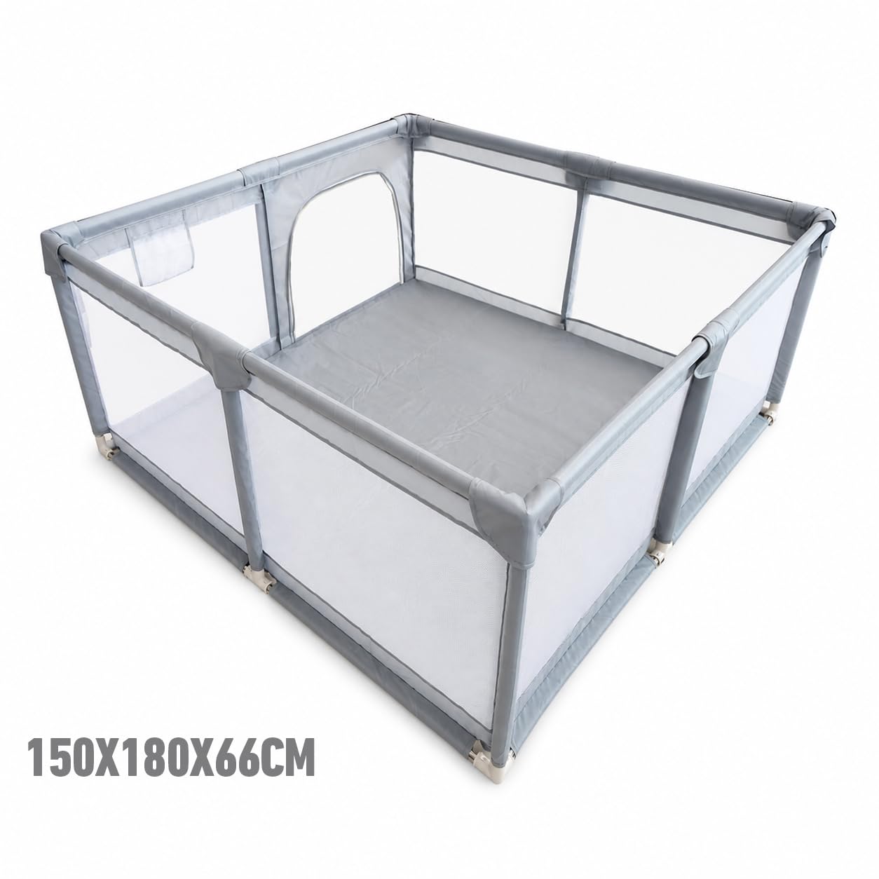Kojec dziecięcy L - 120x120cm - Składany - Siatka oddychająca - Bezpieczny - Torba w zestawie - Szary