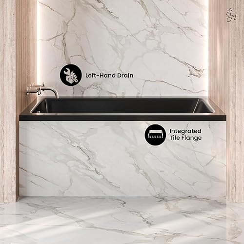 Miniatura 113 de Swiss Madison Well Made Forever SM-DB561 Voltaire - Bañera acrílica de drenaje para zurdos de 48 x 32 pulgadas, 48 x 32 pulgadas, color blanco