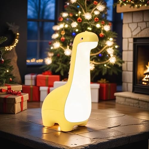 HPYDIY Luz nocturna de dinosaurio, bonita lámpara de noche recargable por USB, lámpara de decoración de habitación Kawaii portátil LED con