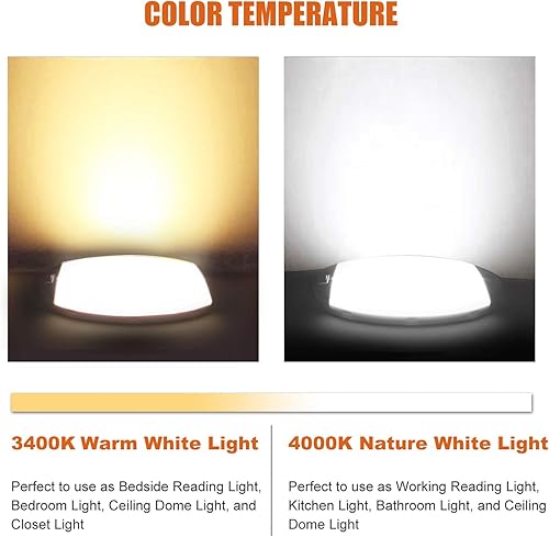 Miniatura 11 de Facon Luz interior LED brillante de 12 V con interruptor, longitud: 9-1/4 pulgadas, DDS01-608, lámpara de techo ovalada para montaje en superficie