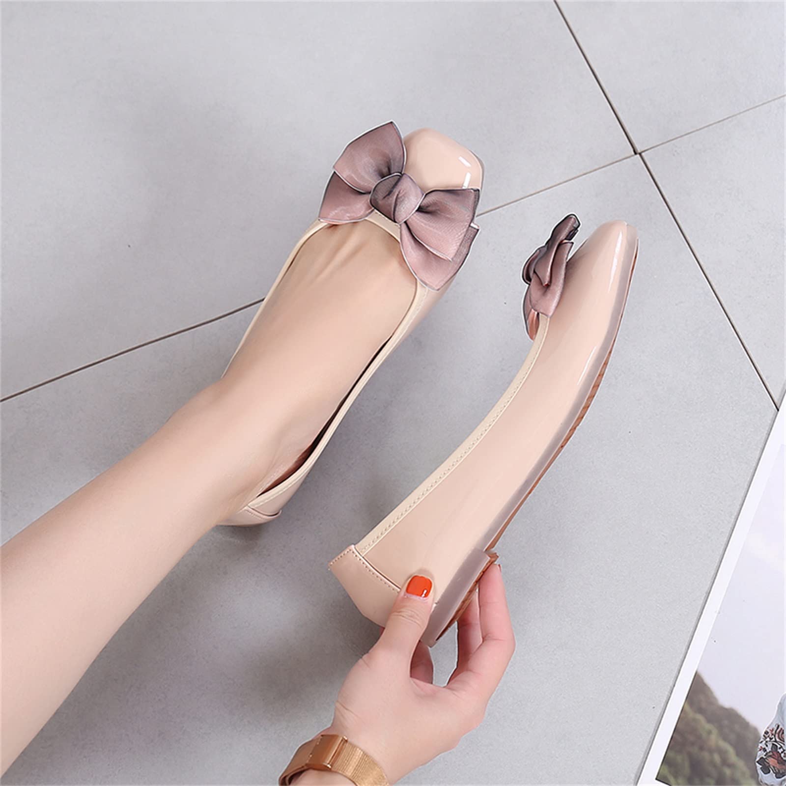 MACHSWON Ballerine da donna casual punta quadrata fiocco nodo slip on memory foam eleganti appartamenti carino papillon pompe Dolly scarpe