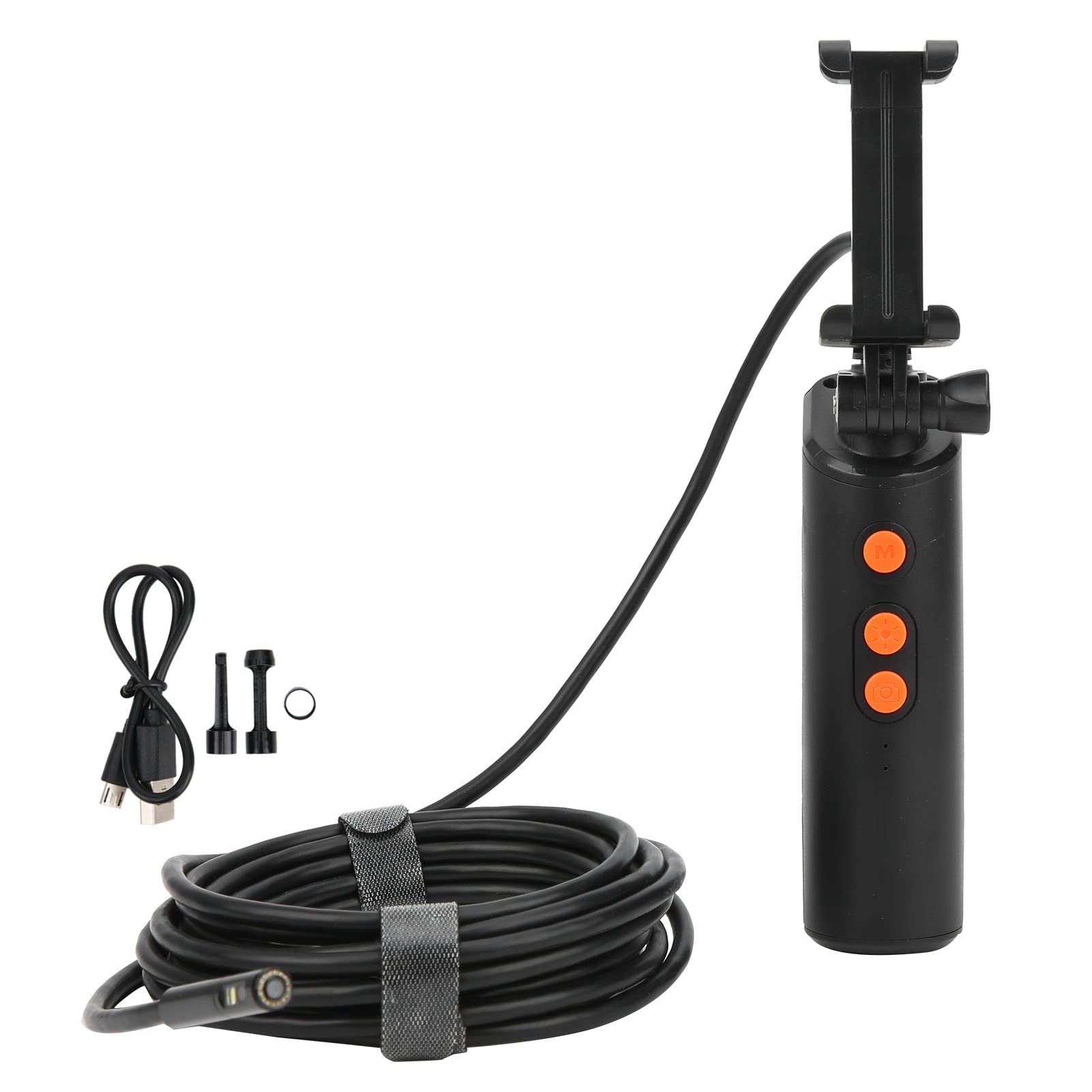 Telecamera per endoscopio con display a schermo diviso a doppia visualizzazione, endoscopio F280 1080P 2 MP 8 mm WIFI periscopio periscopio per fognatura a doppia lente Ispezione IP68 imper(5M)