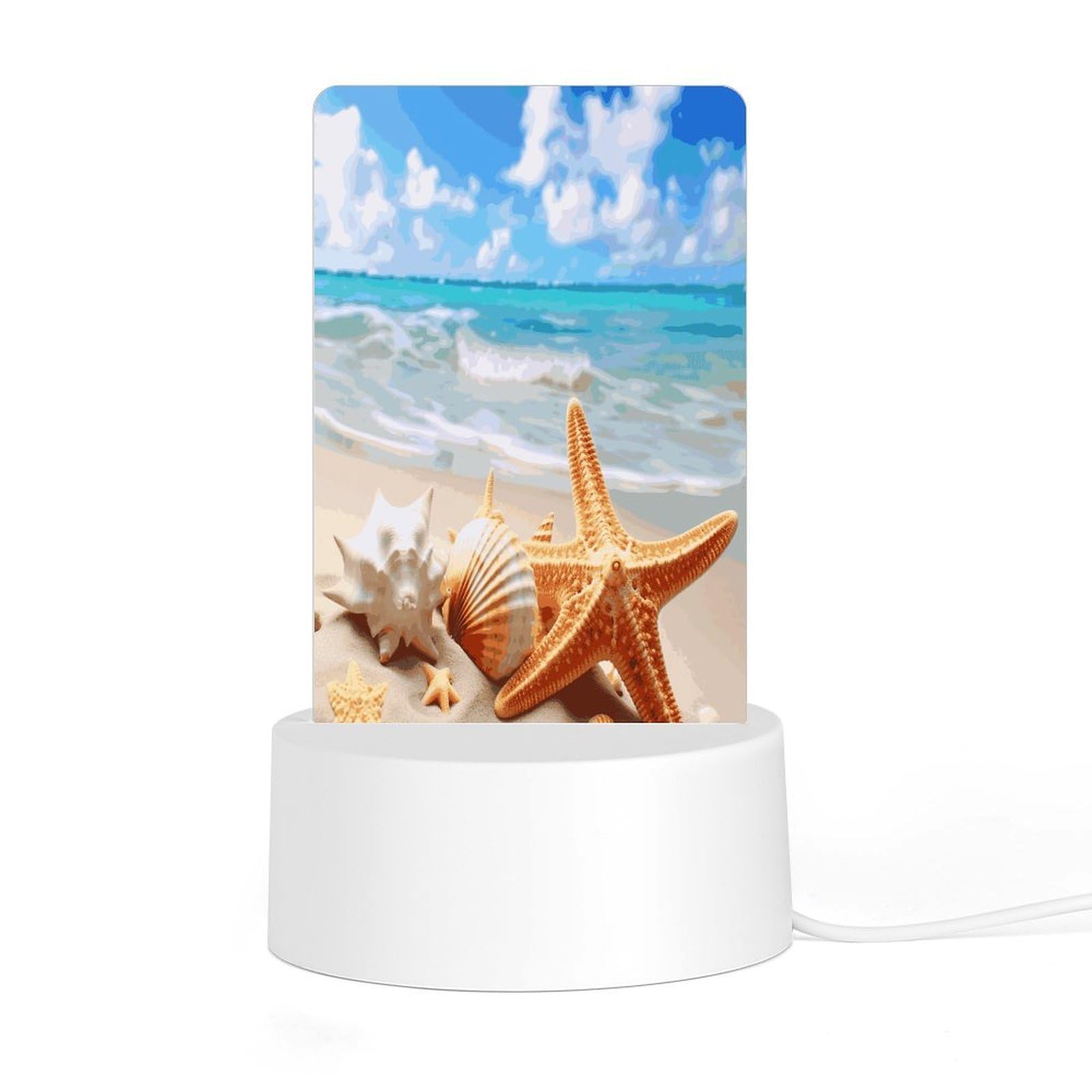 Adfgyerh Style Starfish Seashell Ocean Beach Night Light Acrylic Material Easy Installation, Home Decor Usb Interface Power Supply, Lamp For Restaurant Bar Cafe Room Decor