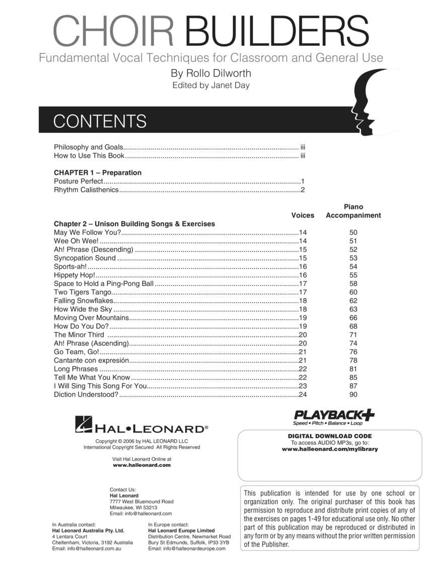 Choir builders chant +cd: Fundamental Vocal Techniques for Classroom and General Use