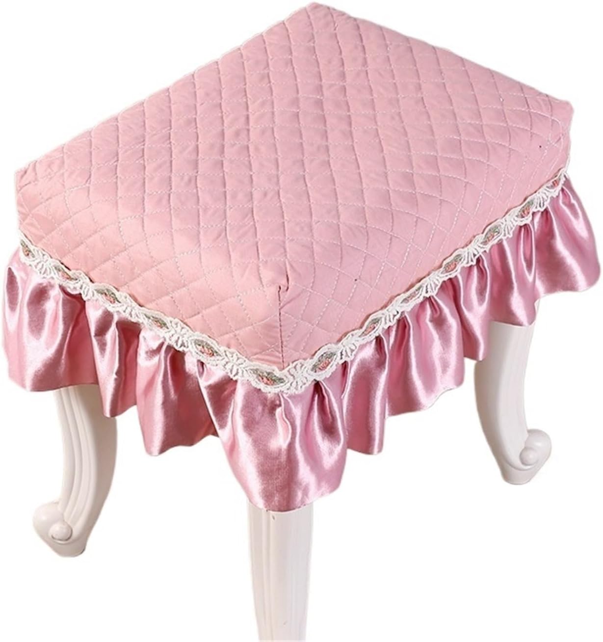 Piano Bench Cover Pastoral Makeup Stool Cover Frills Piano Bench Dustproof(Color8,37X78CM)
