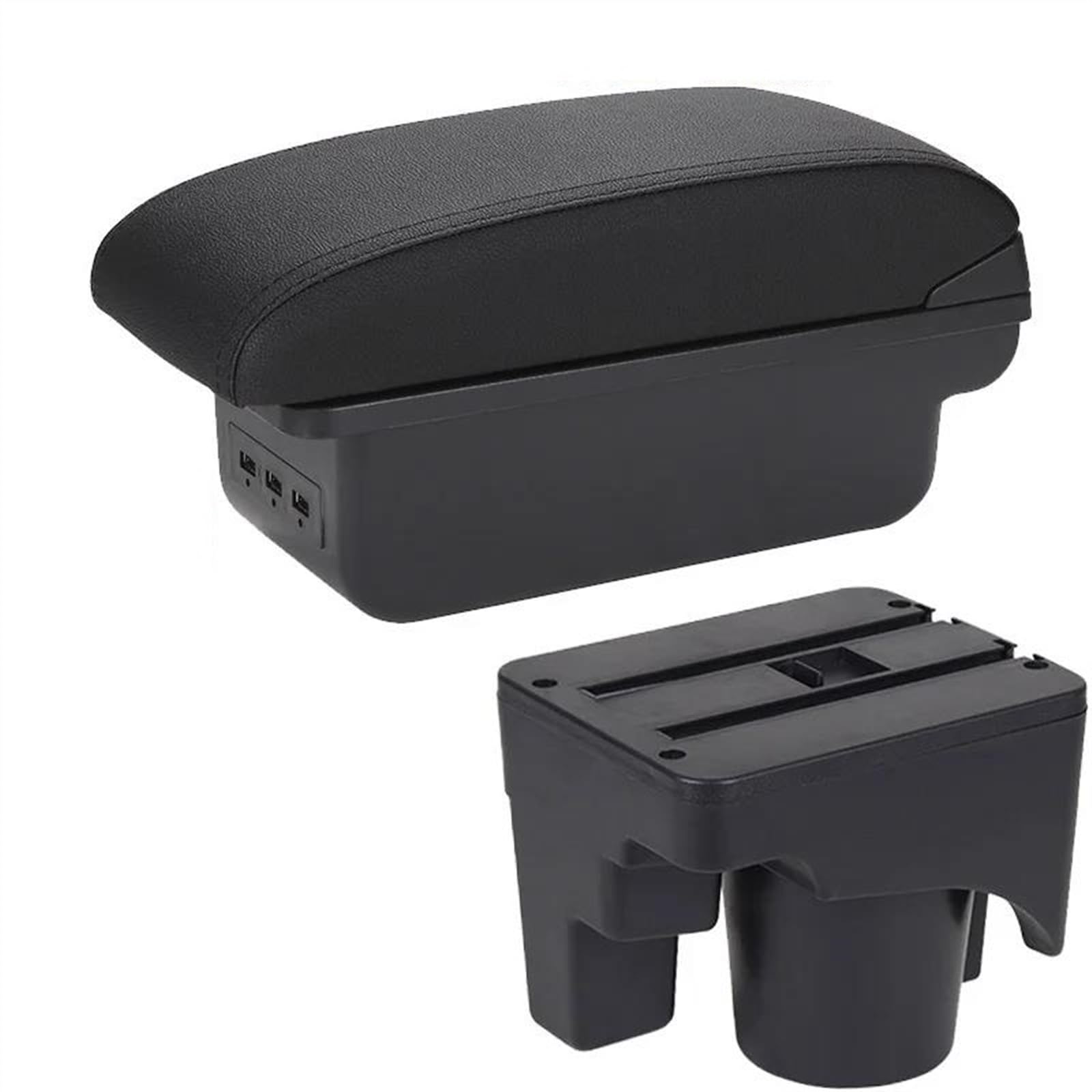 NOHEEU Car Armrest Box Storage Interior Details For Golf 6 5 Mk6 MK5 For Jetta For Sagitar(B2 Black line 3USB)