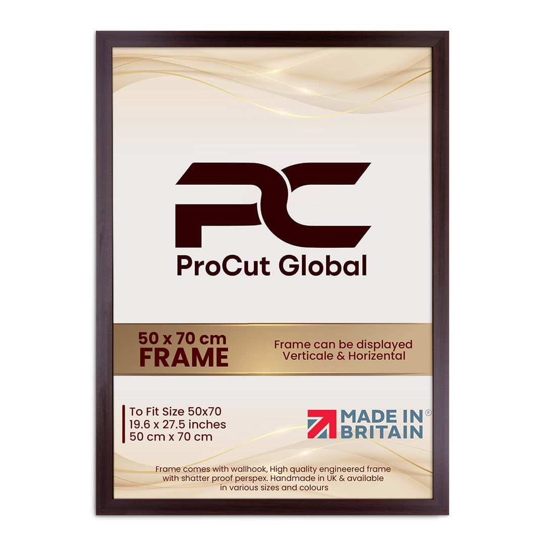 Procut Global 50X70CM Rose Wood Picture Frames - Modern Wooden Photo Frame with Shatterproof Perspex for Wall or Tabletop - Perfect for Posters, Certificates, Prints - Sizes & Colors Available