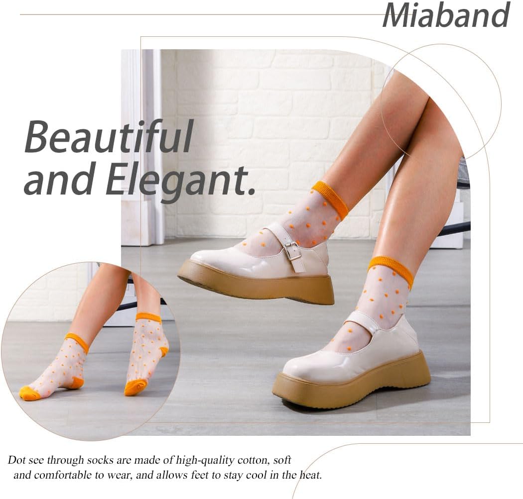 Sheer Lace Mesh Ankle Socks for Women Colorful See-Through Summer Casual Socks Breathable Dot Sock 6 Pairs - Image 3