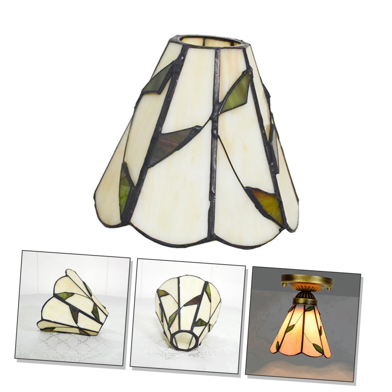 Dekorativer Lampenschirm aus Glas in Beige für Hängelampen