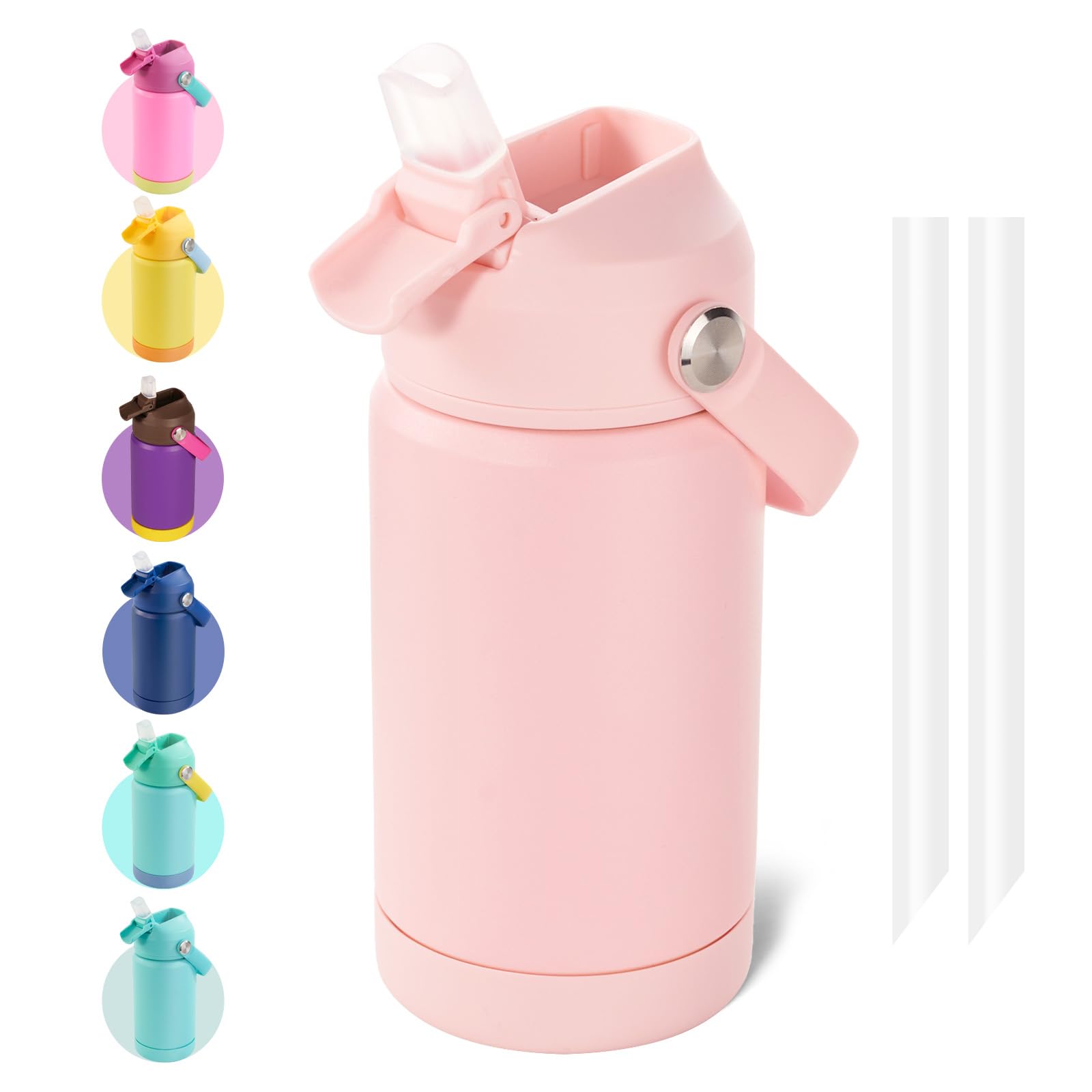 Fijinhom Kids Water Bottle, 360ml/12oz, Stainless Steel Insulated Water Bottle with Straw, Vacuum Leakproof