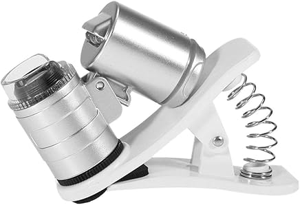 Kongqiabona 2-en-1 Universal 60X Microscopio de c?mara para tel?fono Mini Lupa port?til con Luces LED/UV para tel?fonos Inteligentes Kongqiabona 2-en-1 Universal 60X Microscopio de c?mara para tel?fono Mini Lupa port?til con Luces LED/UV para tel?fonos Inteligentes