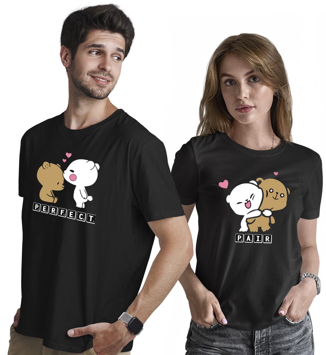 indissh Couple Love Printed Matching 100% Cotton Tshirt for Men and Women - CPN-Pair-picture-15