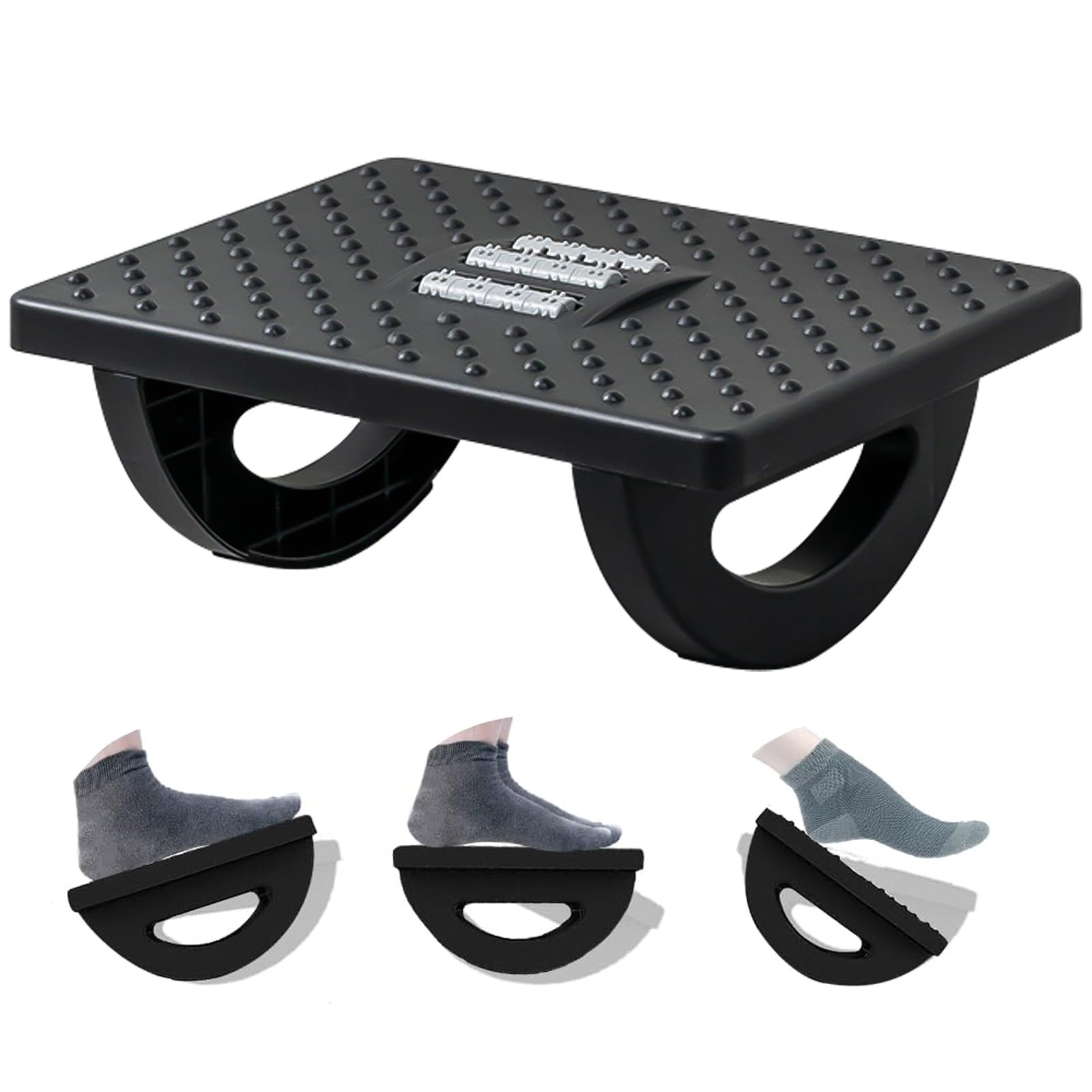 Poggiapiedi Ergonomico Con Massaggio - Regolabile Per Ufficio E Casa, Antiscivolo E Facile Montaggio