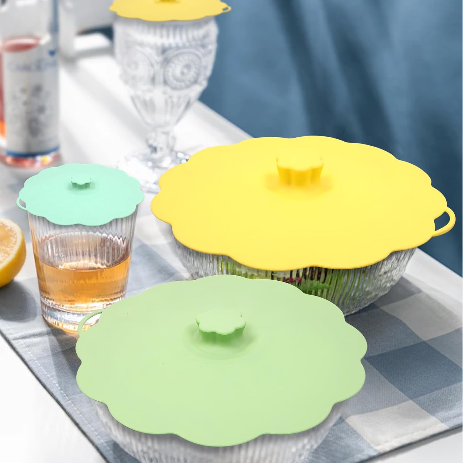 10 piece Silicone Lids, Microwave Splatter Covers Reusable, Heat-Resistant Silicone Covers for Bowls, Pots, Pans, Cups, Fridge, Microwave, Oven, BPA-Free Food Grade