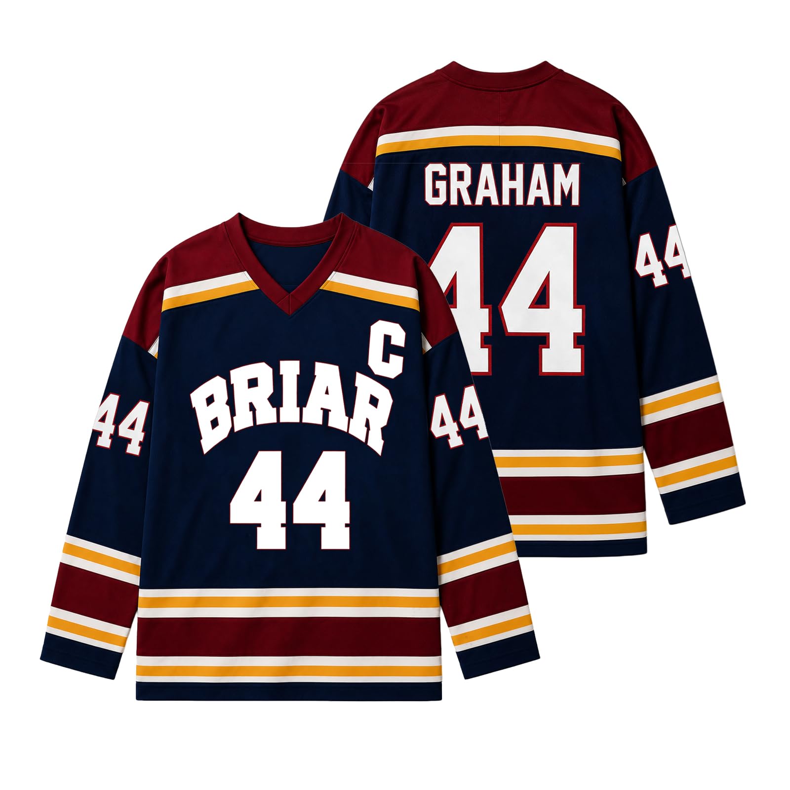 Off-Campus Merch Jersey V-Neck Sports T-Shirt for Men and Women, Ice Hockey Fan Shirt Graham 44 / Logan 22 / Tucker 46 / Di Laurentis 66, Briar-u Merch Shirt, Graham#44e, XXL