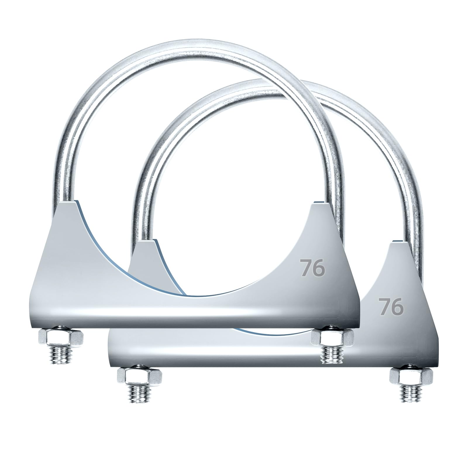 Glarks 2-Pack Exhaust U-Clamps 32mm (1-1/4”) – Stainless Steel With Saddle Flange For Tailpipe Repair