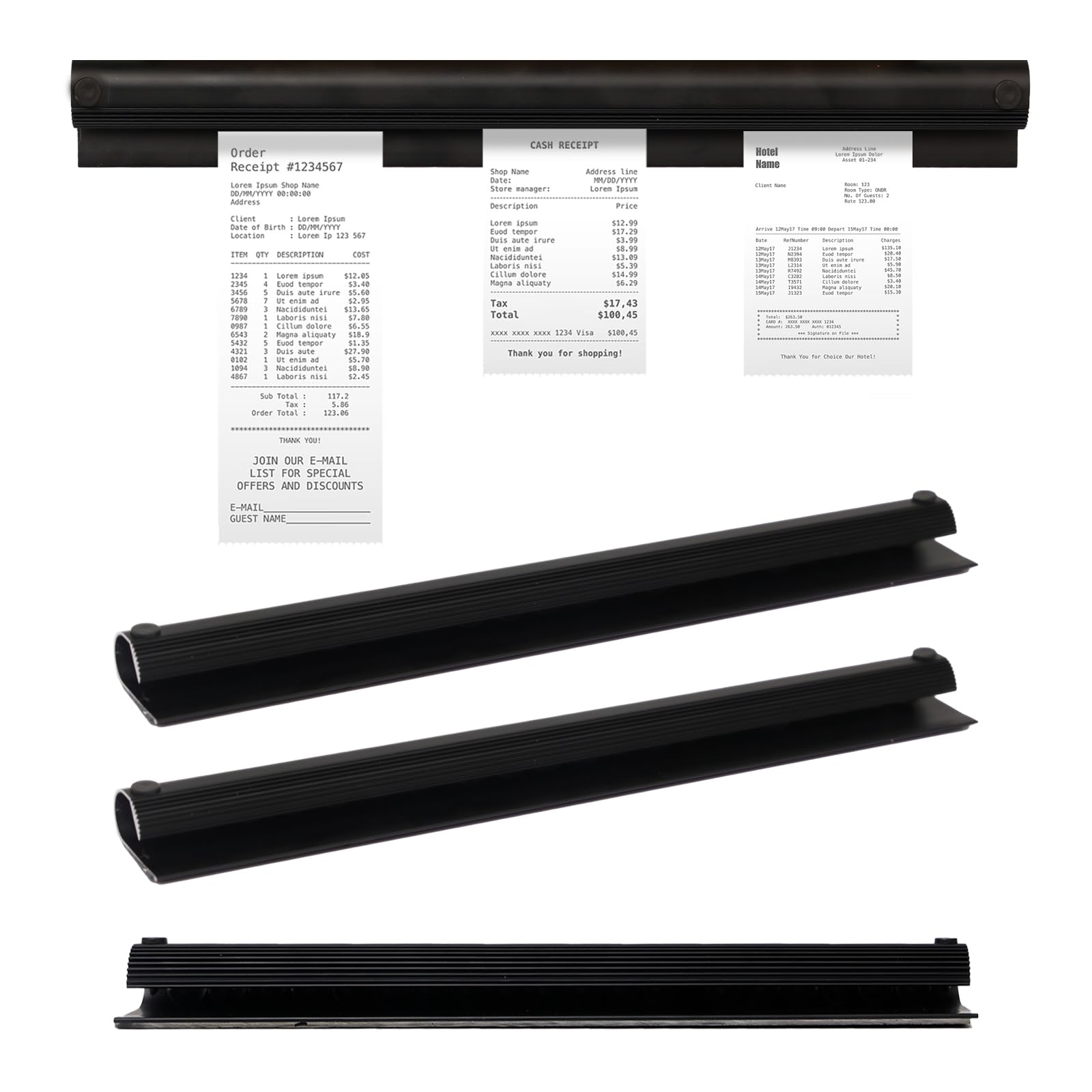 3 Stück Bonhalter Gastronomie Selbstklebend 30cm Bonschiene Aluminiumlegierung Bonleiste Gastronomie Zettelleiste für Küche, Restaurant, Bar und Büro