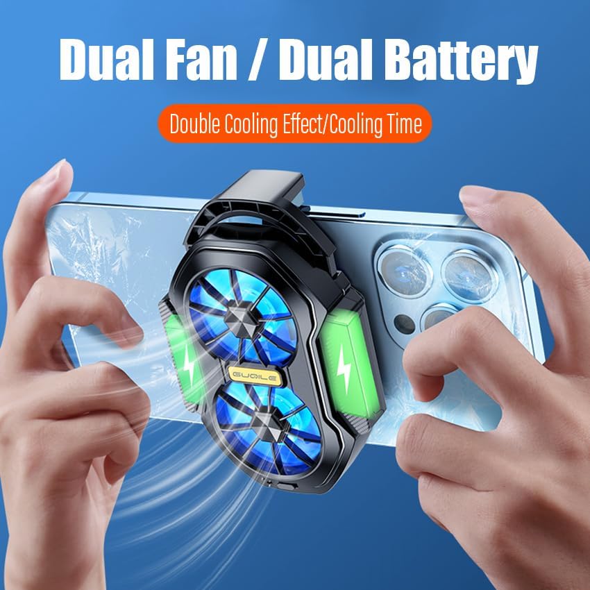 Dispositivo di raffreddamento del telefono cellulare con doppia ventola di raffreddamento, dissipatore di calore del radiatore del telefono cellulare per smartphone iPhone Android con batteria