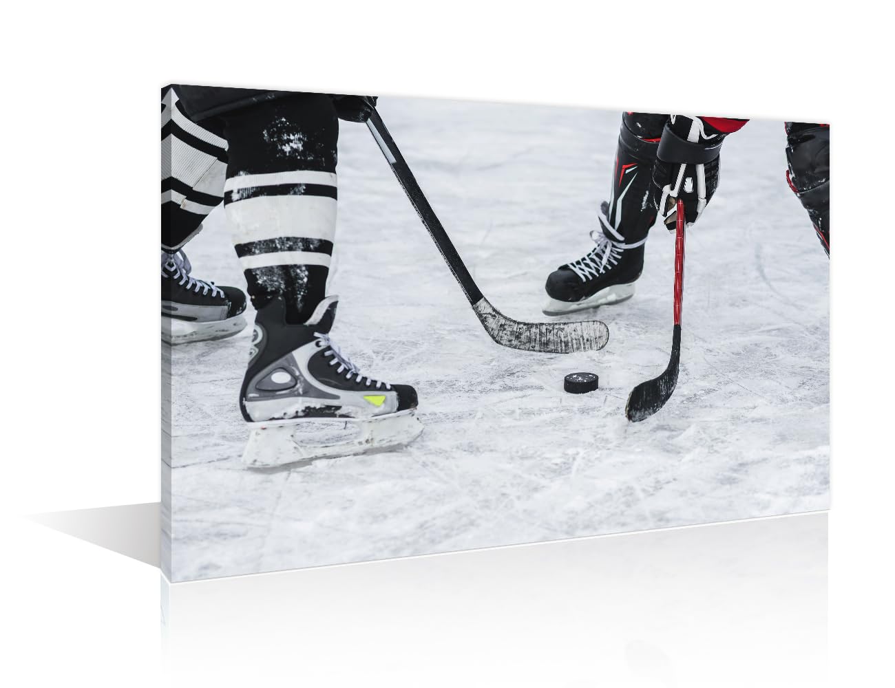 TISHIRON 1 Piece American Ice Hockey Sportsman Wall Art Hockey Stick and Puck Ice Cool Pictures Canvas Print Sports Picture Decor For Home Walls Modern Decoration For Living Room, (12" Wx18 H) — image 1