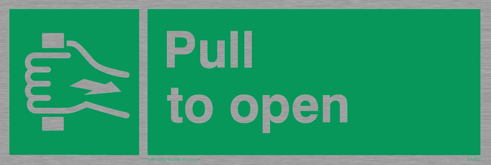 Viking Signs SA392-L15-MS "Pull To Open" Sign, Marine Grade Stainless Steel, 50 mm H x 150 mm W