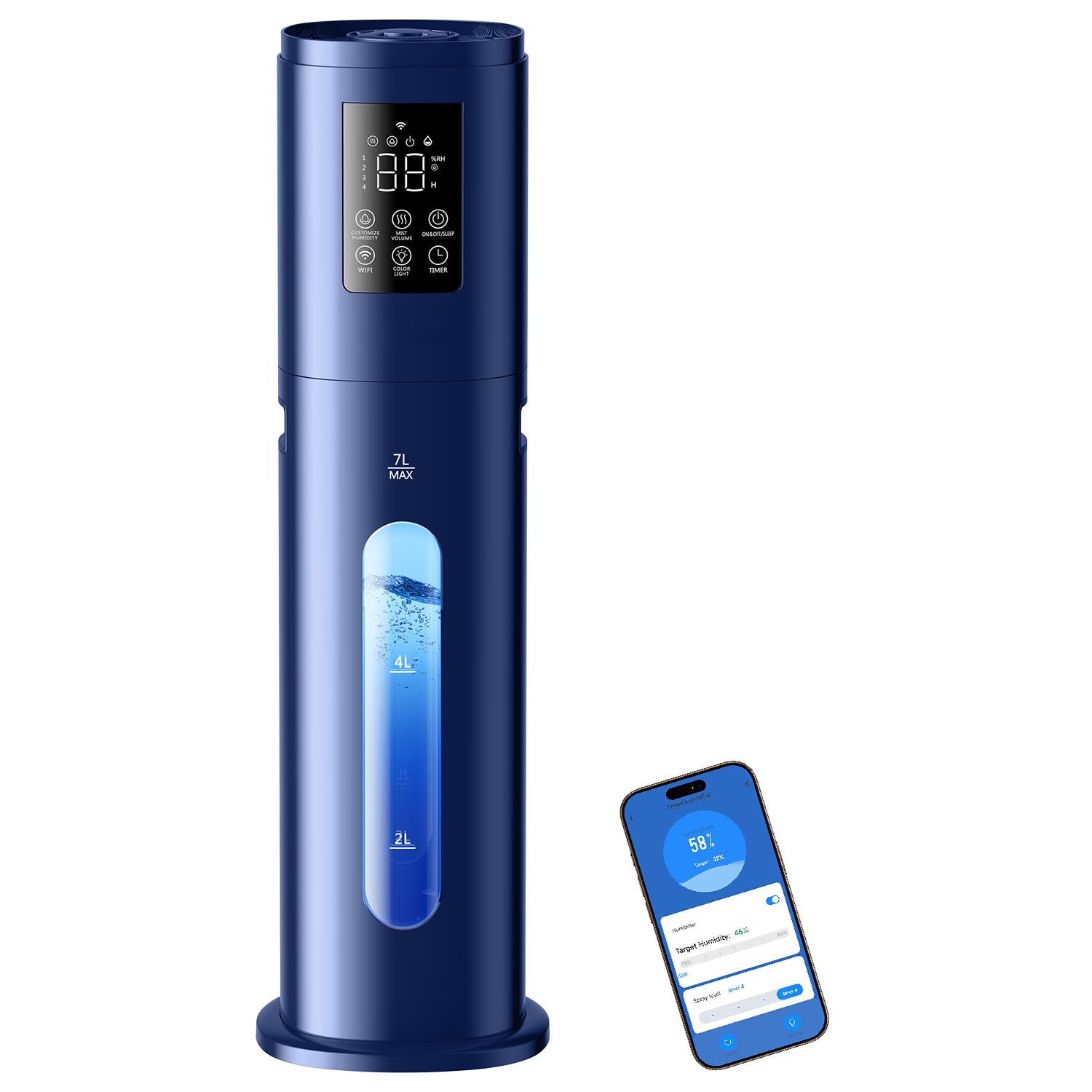 Powerful Humidifiers for Large Room with 4 Mist Levels Air Humidifier Black