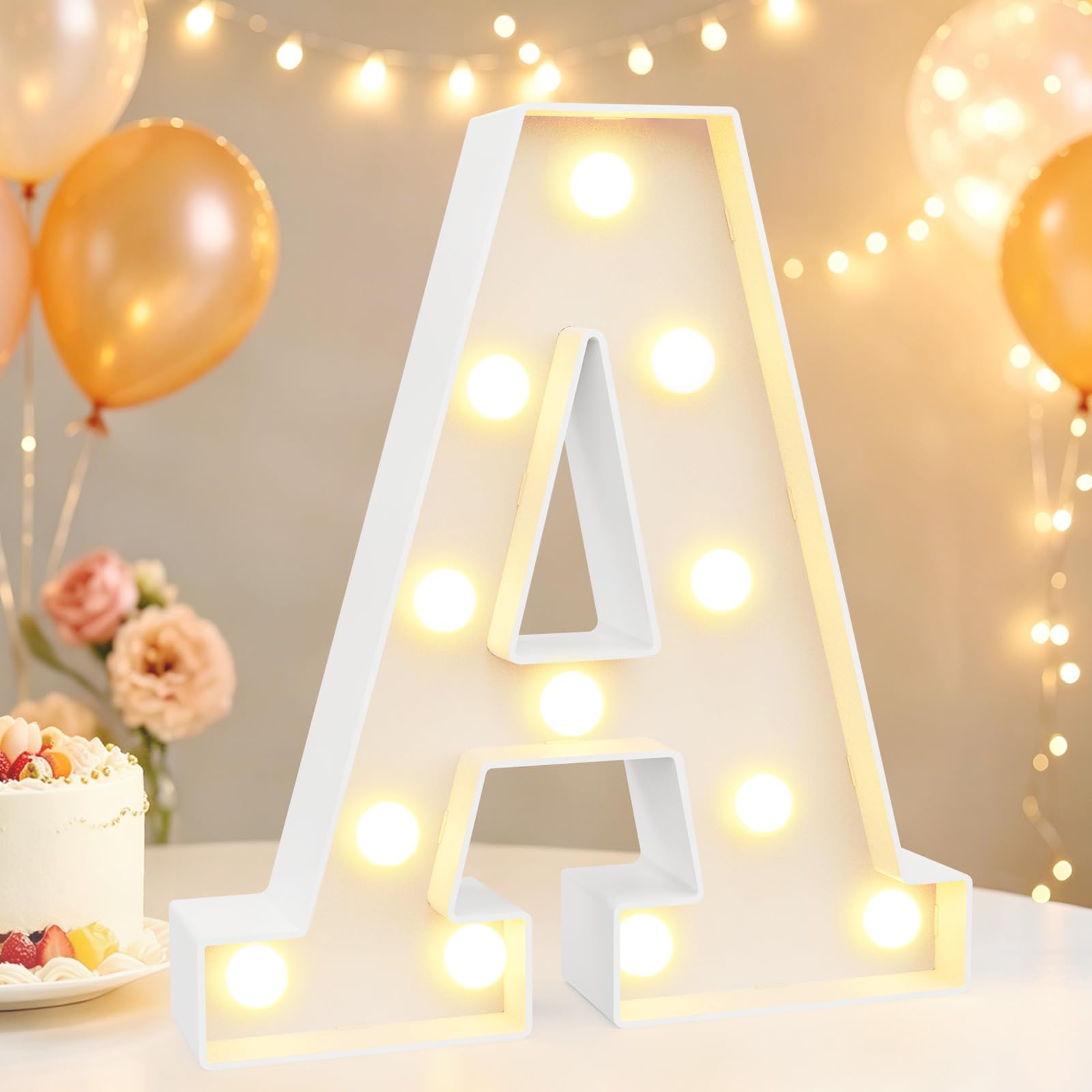 LED Light Up Marquee Letters for Birthday Decorations, Letter A Warm White