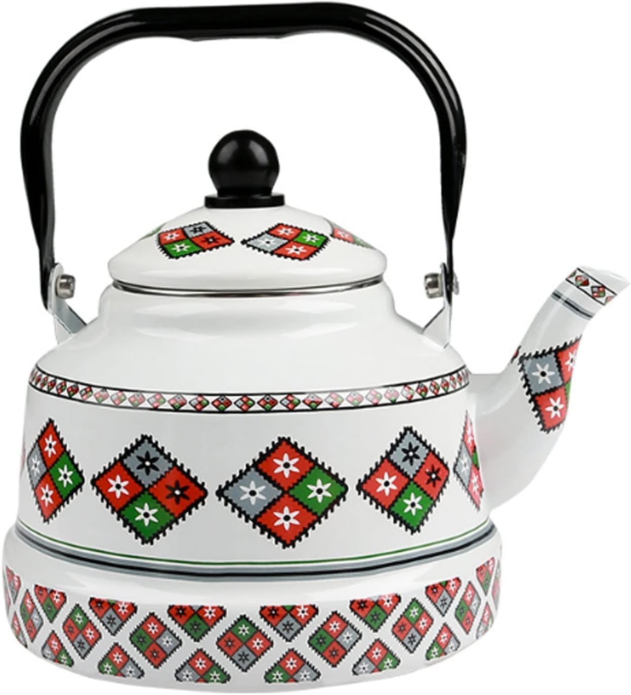 MaGiLL Tea Kettle Enamel Tea Kettle Vintage Stovetop Tea Pot Hot Water Boiling Kettle with Handle Gas Cooker Kettle Coffee Pot 1.7L Stove Top Whistling Tea Kettle (Color : C) (B)