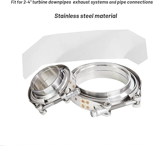 Miniatura 3 de Abrazadera de banda en V de acero inoxidable 304, 2 juegos de brida macho y hembra, adecuada para conexión de tubo de escape, disponible en tamaños
