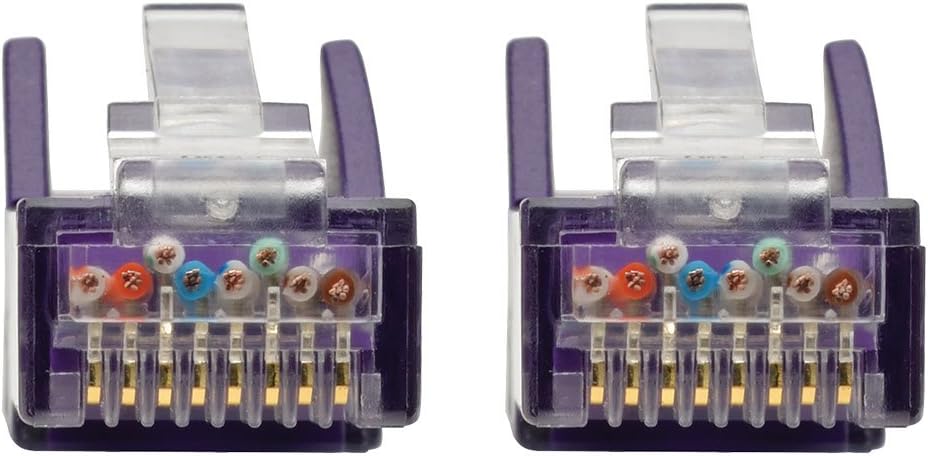 Tripp Lite Cat6 Gigabit Ethernet Snagless Molded Patch Cable 24 AWG 550MHz Premium UTP, Purple, RJ45 M/M 50' (N201-050-PU)
