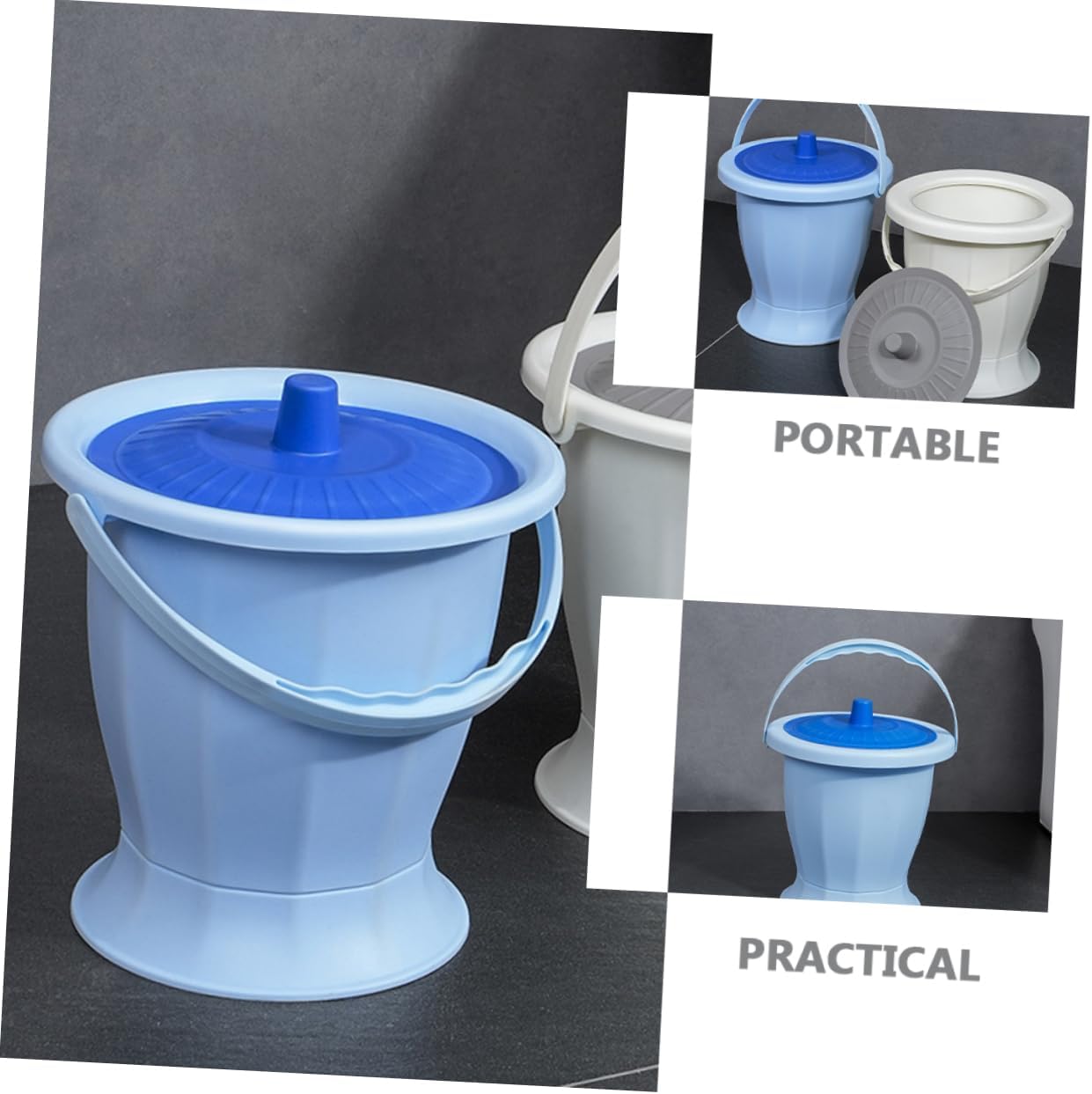 Portable Urine Bucket Lid Handheld Chamber Pot for Adults and Boys and Girls Convenient Travel Toilet for Camping and Home Use Plastic Spittoon for Bedroom and Outdoor