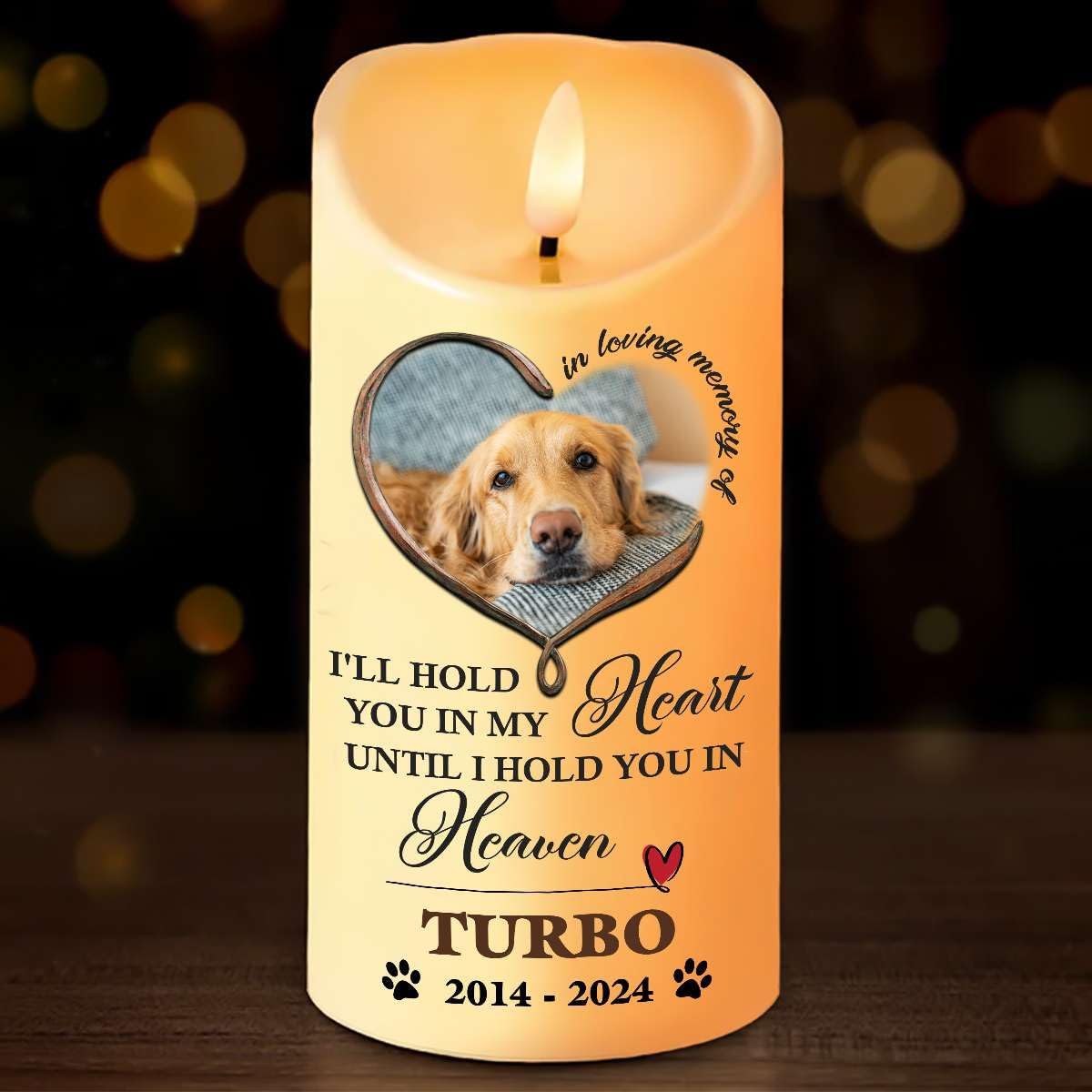 Personalized Photo Pet Memorial Flameless Candle, LED Candle Pet Sympathy Gifts for Loss of Dog Cat, Remembrance Pet Christmas Gifts, Bereavement Candle for Pet Owner Loss of Pet
