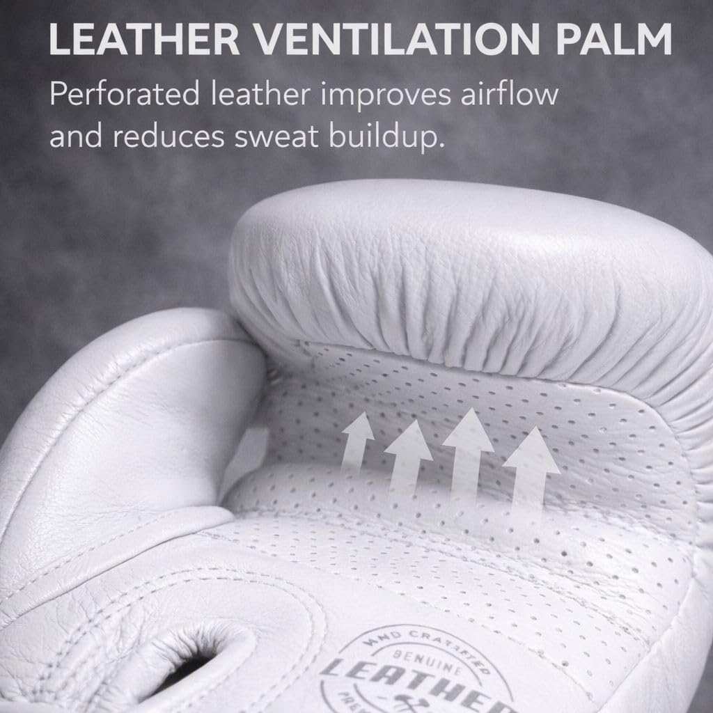 100% Genuine Leather Elite Force Boxing Gloves for Men & Women, 5-Layer Padding, Wrist Support, Mesh Palm – for Boxing, MMA, Kickboxing, Muay Thai, Training, Sparring