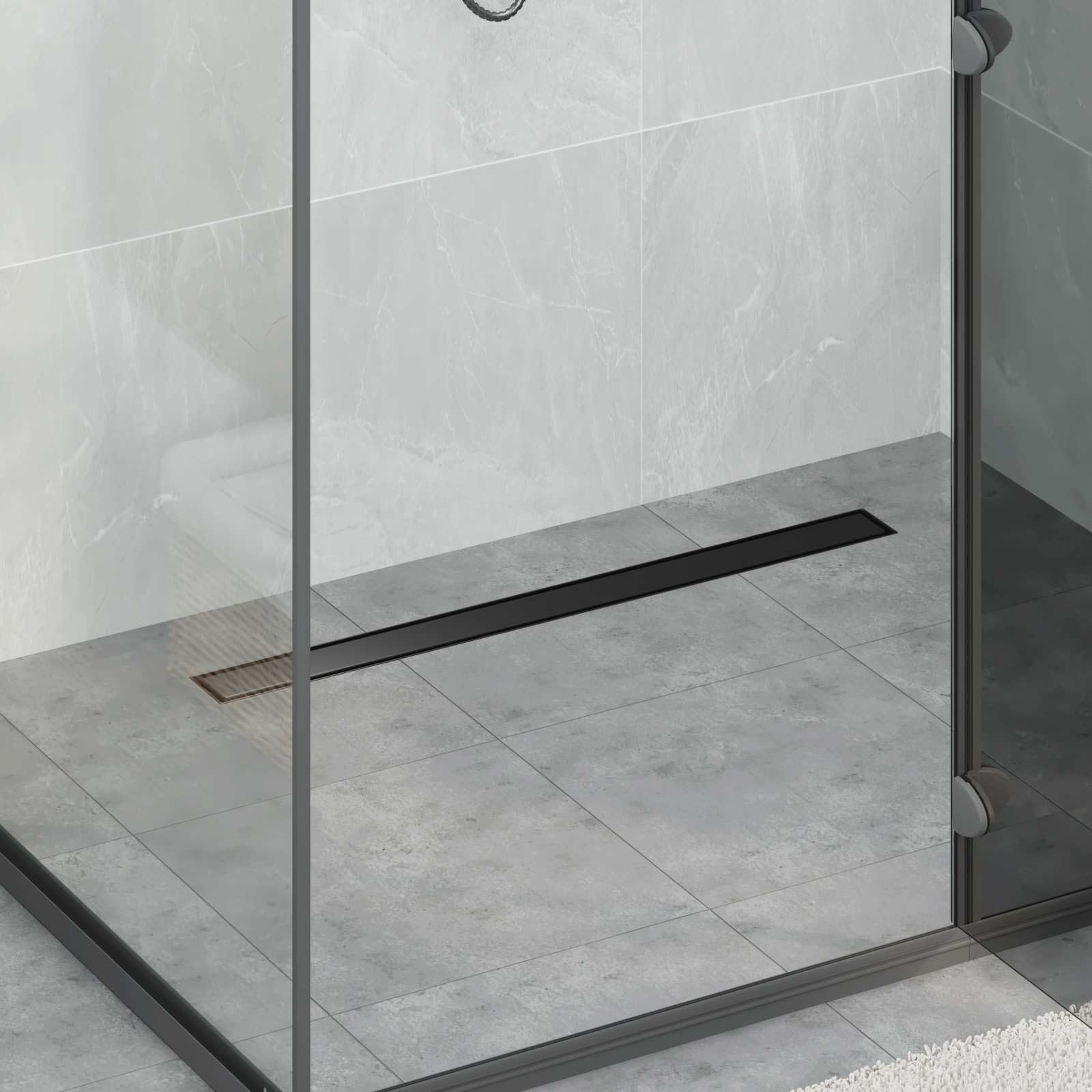 vidaXL Scarico Doccia 2-in-1 con sifone a 360° Nero 80 cm, Ristrutturazione Bagno, componente Doccia Moderno, Installazione Scarico Rettangolare per drenaggio e impianto Idraulico