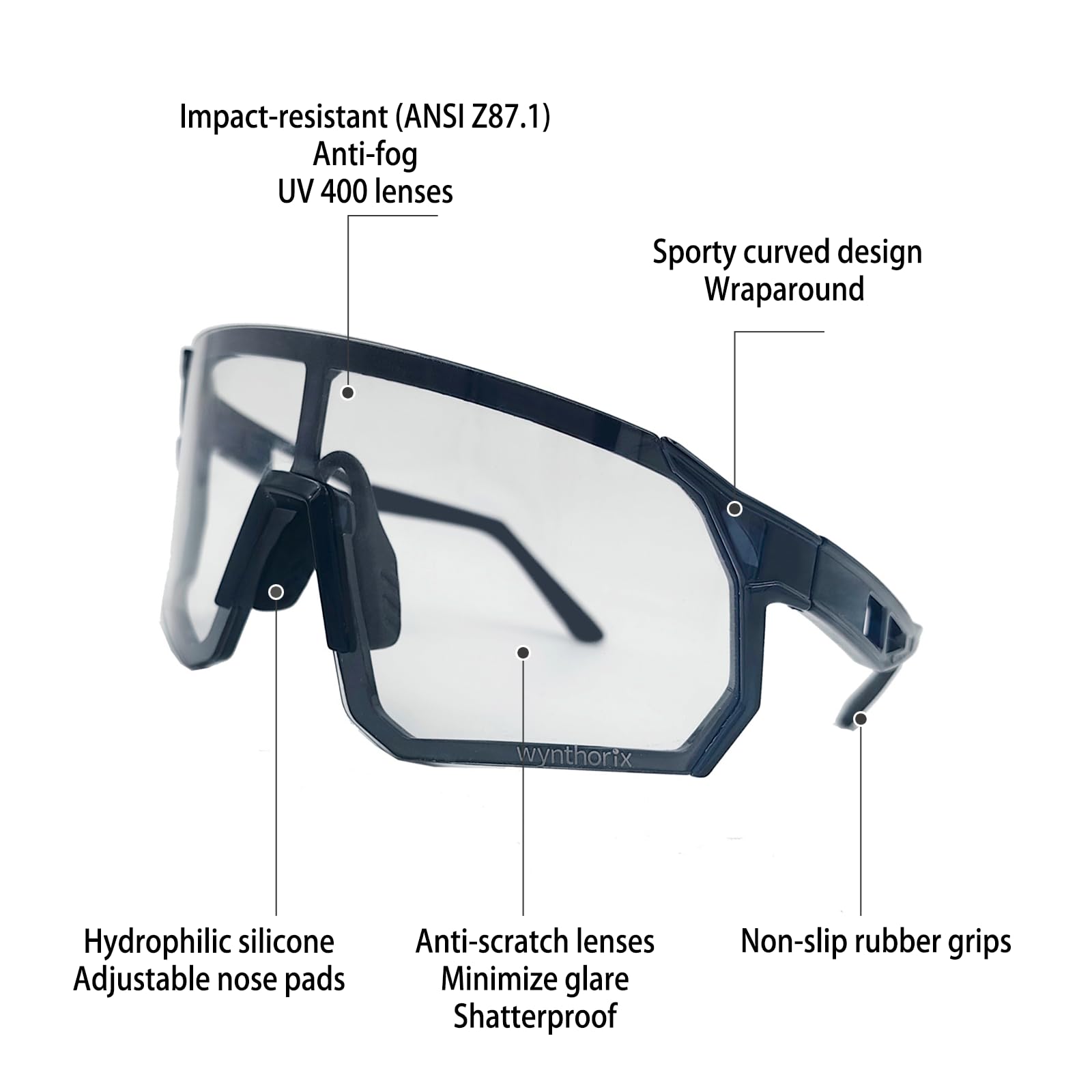 VeilGlam Pickleball-Brille für Männer und Frauen, ANSI Z87.1 Sicherheitsschutzbrille, Antibeschlag, Kratzer, Tennis, Squash, Schlägerball