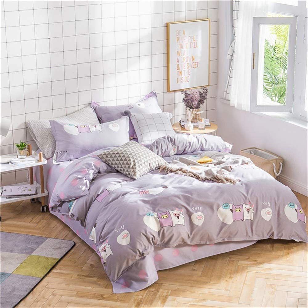 Duvet housse de couette rose romantique motif oiseau pour lit reine