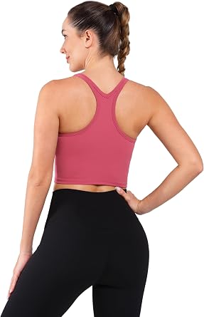 Womens Sports Bra Longline Yoga Tops for Workout Crop Y Back Padded Low Impact