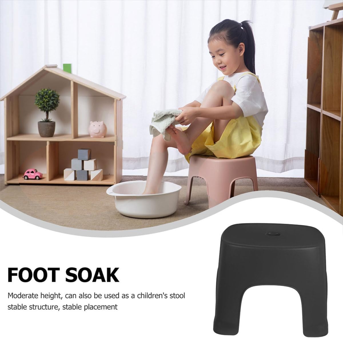 Didiseaon 2pcs Step Stool for Bathroom Nonslip Plastic Foot Stool Toilet Support Steps Compact Black Bathroom Safety Aid for and Adults
