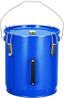 Garvee Fryer Grease Bucket 6 Gal, Oil Disposal Caddy, Steel Fryer Oil Transport Container with Rust-Proof Coating, Grease Can with Lid & Lock Clips & Filter Bag for Cooking Oil Filtering